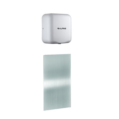 Hemlock Commercial Brushed Stainless Steel Automatic 240V Electric Hand Dryer with Wall Guard