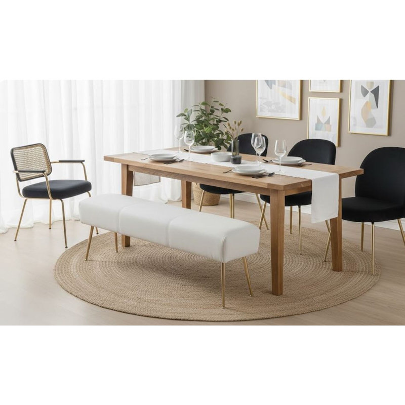 Banc rembourré en similicuir Suzette - Siège d'entrée, de chambre à coucher ou de couloir moderne