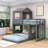 Playhouse Twin Over Full Bunk Bed With Farmhouse Design And Ladder-811808521