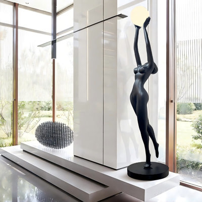 31.5"Simple human-shaped sculpture - black artistic decorative item