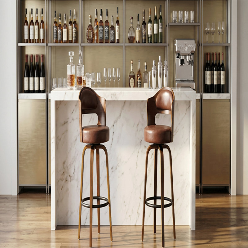 Ensemble de 2 tabourets de bar, tabourets de bar à hauteur de comptoir de 27,56 pouces avec dossier, tabourets de bar pivotants modernes avec siège en cuir synthétique pour Kichen Island et bar