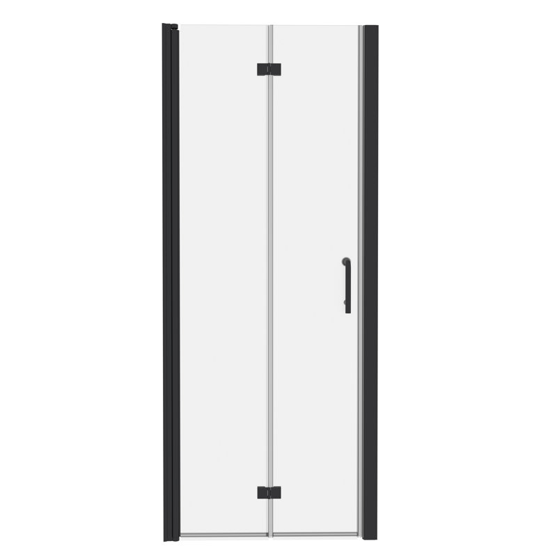 34''-35.5'' Black Aluminum Frameless Bi-Fold Shower Door