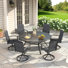 6-Person Patio Swivel Dining Set with 50" Dining Table and PVC-coated polyester Swivel Dining Chairs