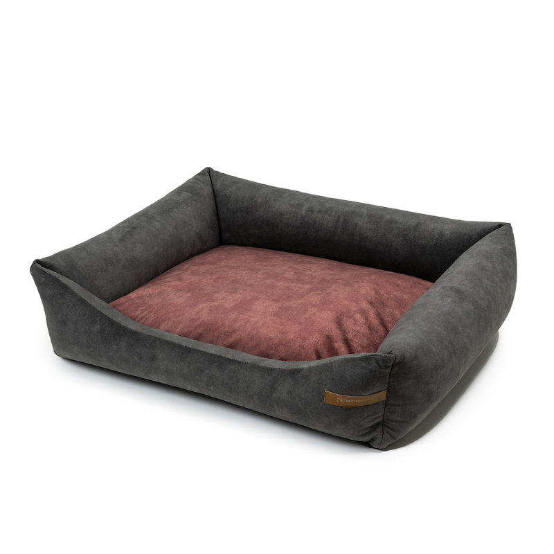 Orthopedic Polyester Pet Bed, 20cm H x 85cm W x 105cm D, Khaki/Red