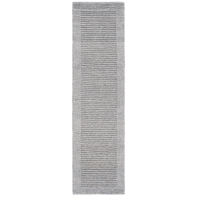 Natura Hand Woven Wool/Pet Wool/Cotton Solid Color Rug in Gray, Runner  2'3" x 5' 