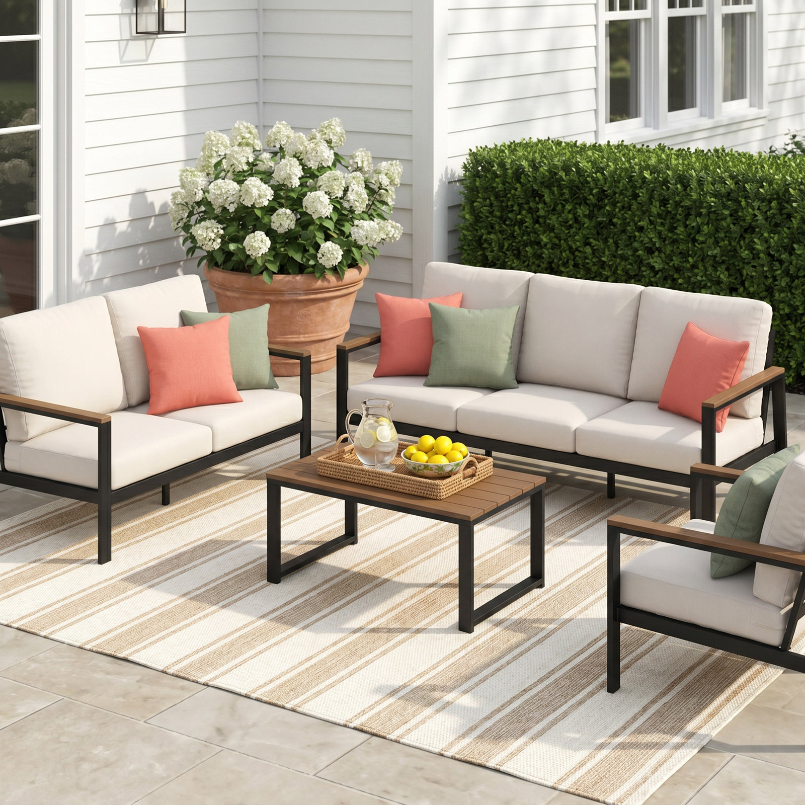 Townsend 6-Person Patio Seating Group, Sunbrella Canvas Natural
