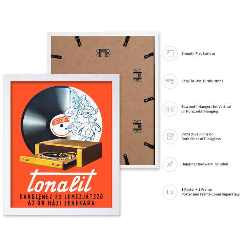 Tourne-disque Tonalit, Affiche, H 24 po x l 32 po, Encadrement blanc