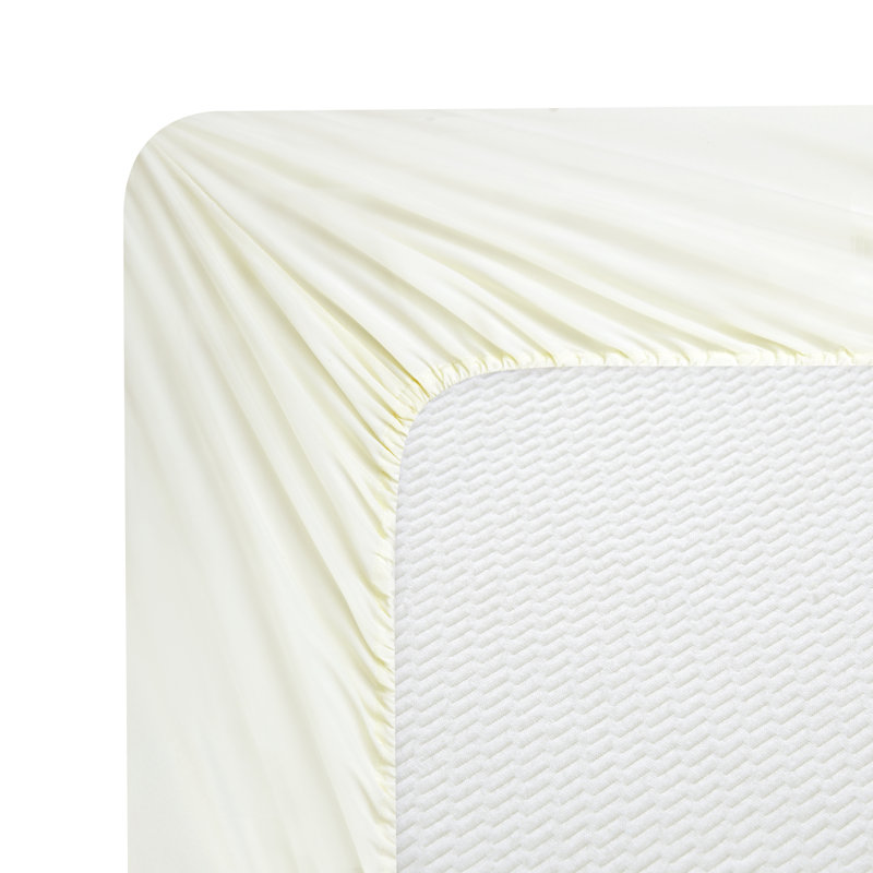 Drap-housse en rayonne de bambou élastique de toutes les saisons Marina, Drap-housse pour lit double, Ivoire