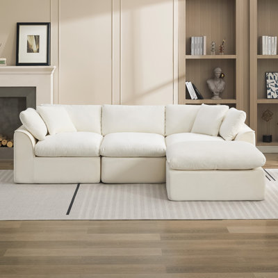 Canapé modulaire moderne en chenille avec repose-pieds mobile, canapé à compression pour le salon, aucun assemblage requis