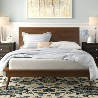 Modern Sleek Design 1Pc Queen Platform Bed Durable Wooden Bedroom Furniture