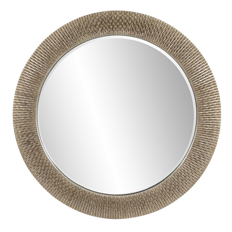 Denville Round Mirror, Brushed Silver Leaf with Black Accents, 54"