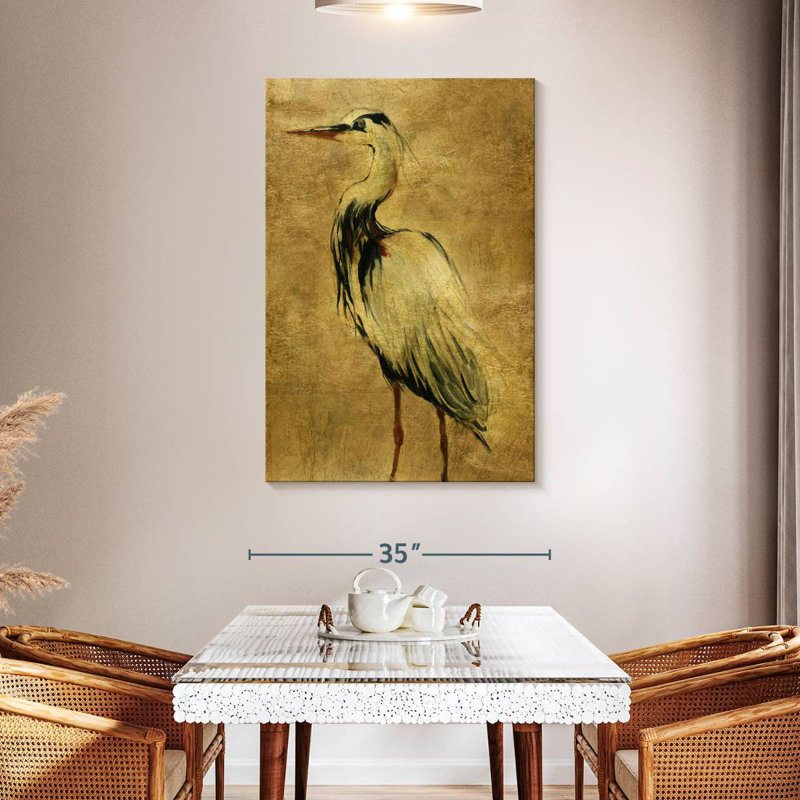 Brampt Gold Crane At Dusk II, 48" H x 32" W
