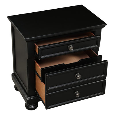 Table d'appoint de chambre noire avec rangement caché, 2 tiroirs coulissants, pieds en oignon, antique, sans assemblage en noir, compartiment, assemblage, ton bronze