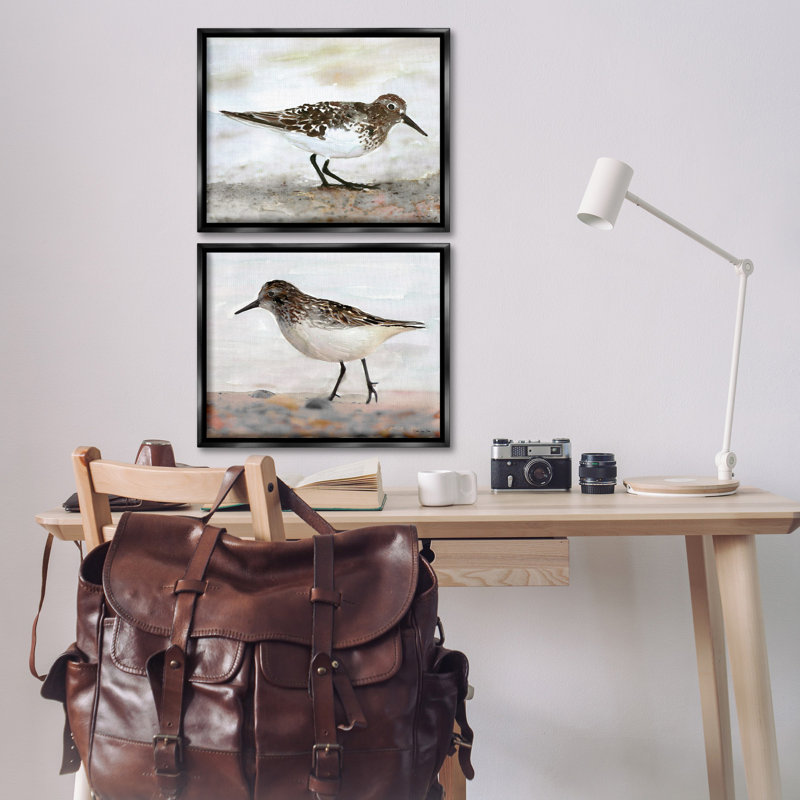 «Sandpipers on Coast Nautical Beach», ensemble de 2 toiles flottantes encadrées par Stellar Design Studio, H 17 po x l 21 po