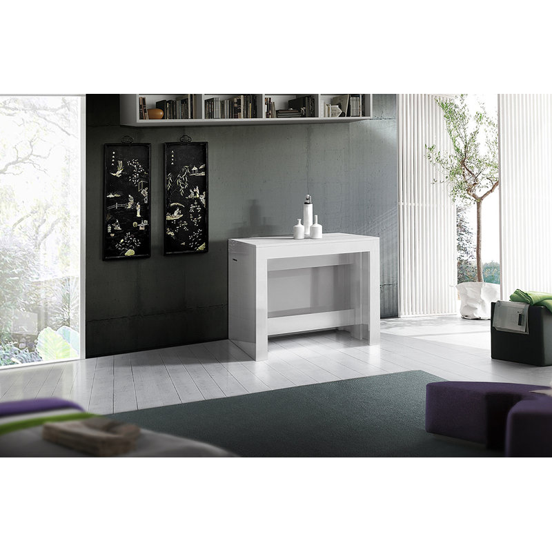Whittman Extendable Dining Table, Glossy White