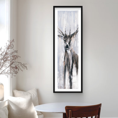 Winter Abstract Deer - Framed Matted Print | Home Decor Art