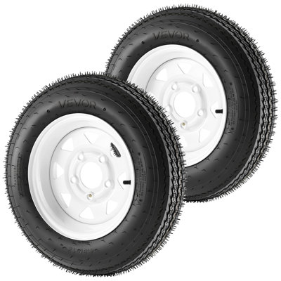 Trailer Tire Rim Assembly 4.80-12 with 5 Lug on 4.5 in PCD, 6 Ply Load Range C Trailer Tire on 12" White Rims, 2.8 in Center Bore, Max Load 990LBS 90PSI for Utility/Boat/Camper Trailers