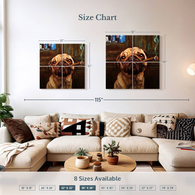 Ketti Uptown Pug, 32'' H x 32'' W