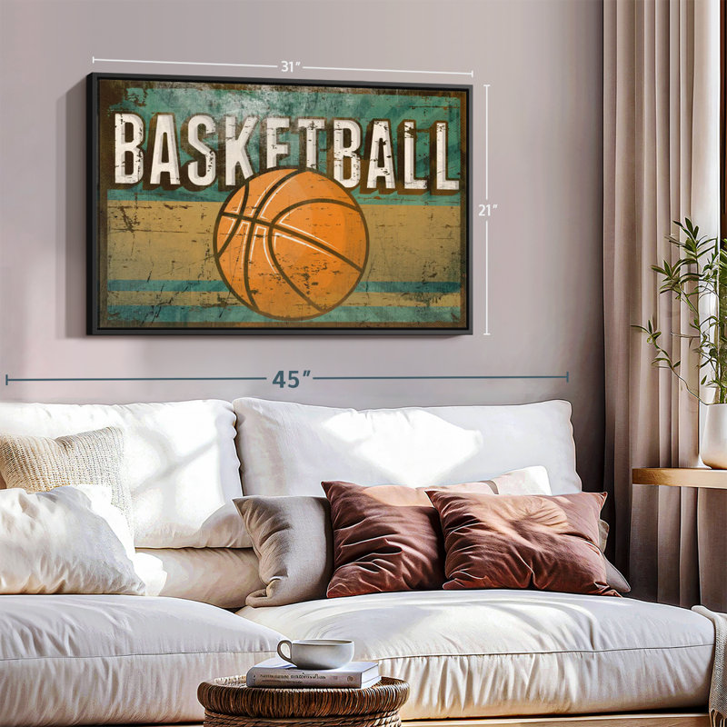 Sports «Grunge Basketball Canvas Print», H 21 po x l 31 po