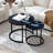 2 - Piece , Round Black Frame Coffee Tables, Marble Tops, Bedroom, Living Room, Simple And Structure Table Various Situations, Easy Installation Steps-1643072233