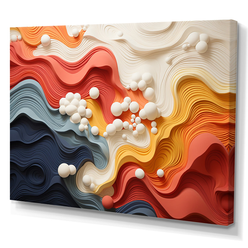 «Colorful Ripple Harmony Elegance I», reproduction d'art murale abstraite, Toile tendue, H 40 po x l 60 po x P 1,5 po