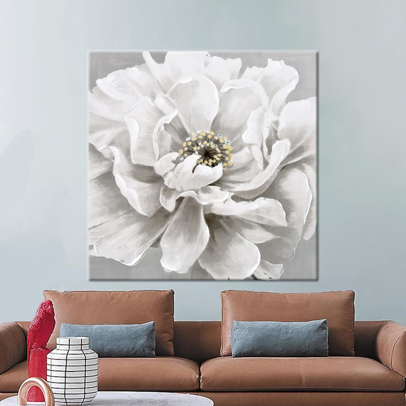 Flower Canvas Art For Modern Decors Featuring A Floral Wall Hanging Ideal As Personalized Wedding Gift, 60cm H x 60cm W