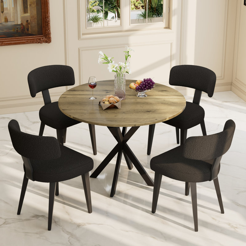 Ensemble de salle à manger Doering, 5 Pieces: Table, 4 Chairs, Black/Black