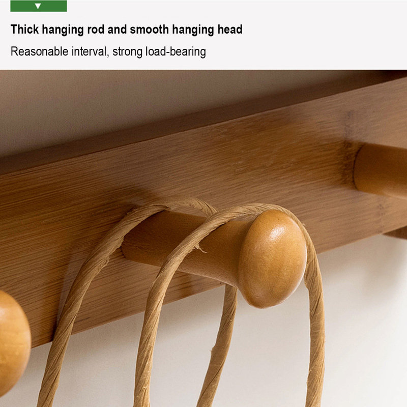 Solid Wood Wall Organizer with Key Hooks