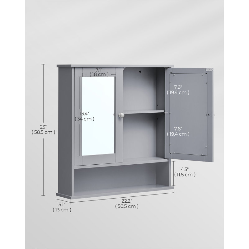 Refoel Bathroom Cabinet, Dove Grey, 58.50cm H x 56.5cm W x 13cm D