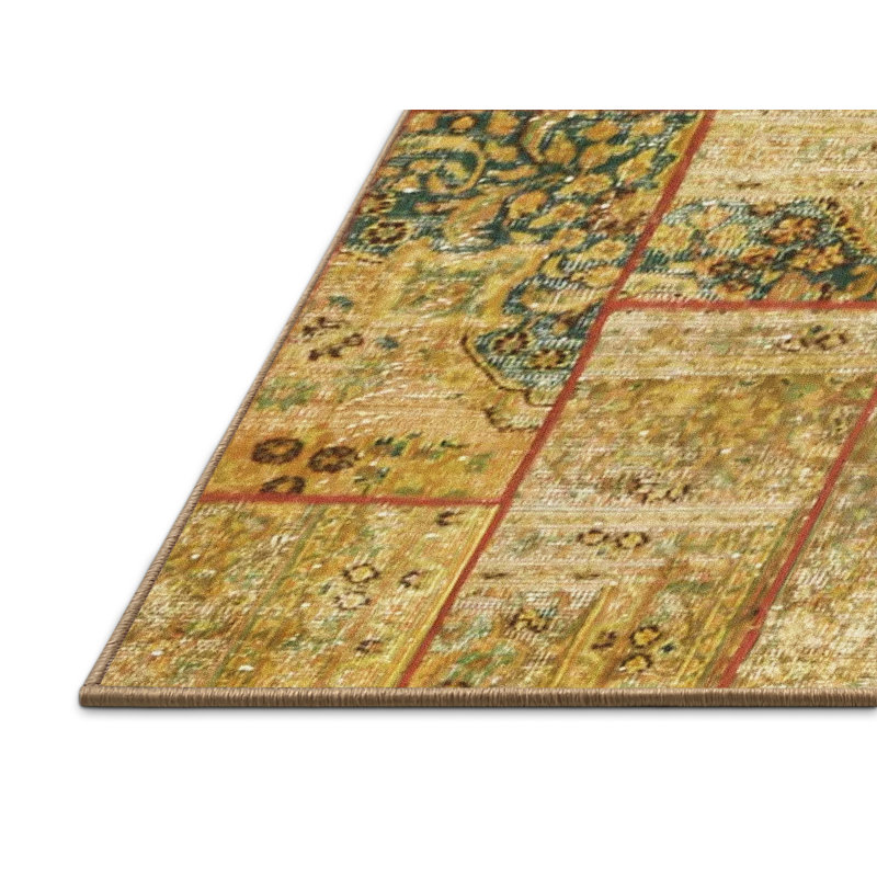 Tapis de zone jaune contemporaine, Rectangle 8 pi x 12 pi