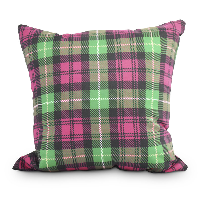 Housse de coussin d'extérieur carré à motif écossais Winter Resort, 16 po x 16 po, Rouge