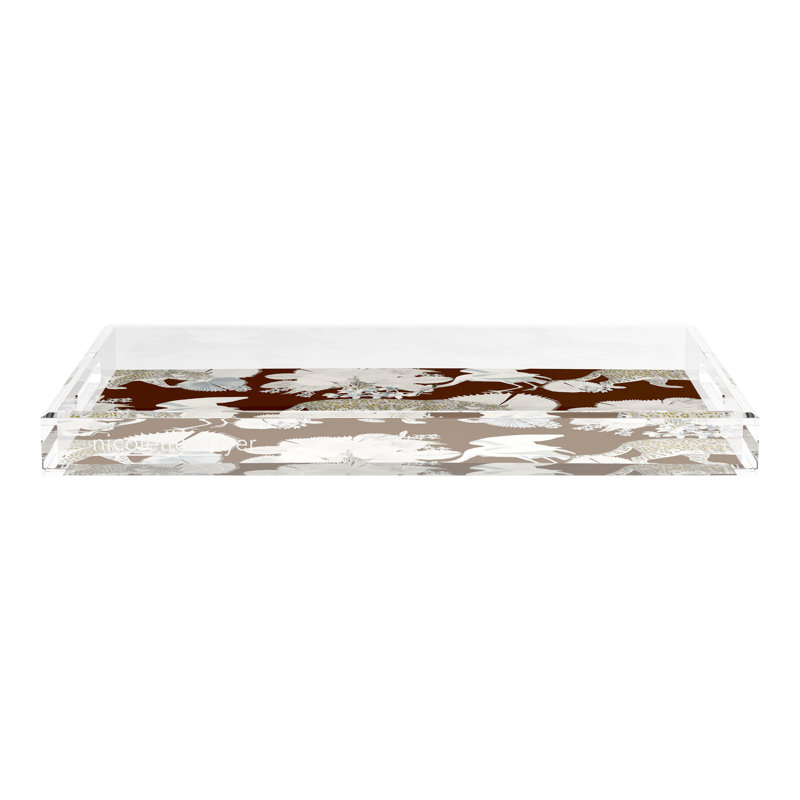 Leopard Walk Acrylic Rectangle Decorative Tray, Chocolate, 22.5"W x 14.5"D x 2"H