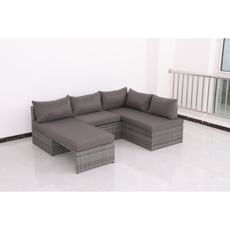 Comfortable Relaxation Pe Rattan Steel Frame Modern Patio Sofa For Outdoor Spaces