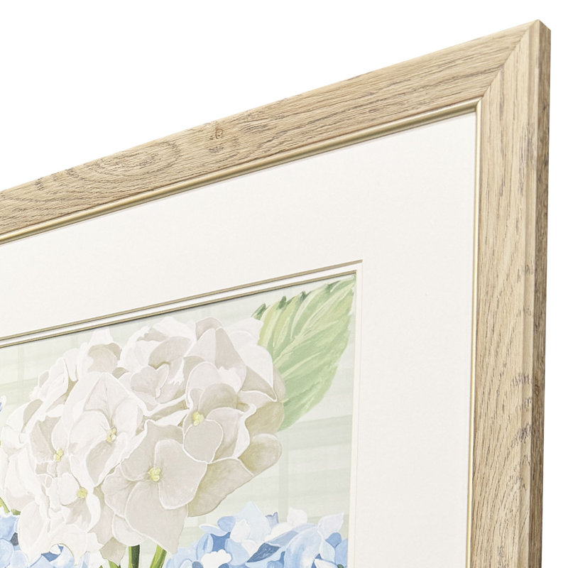 Hydrangeas on Plaid Framed Art