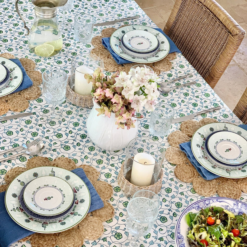 Nappe rectangulaire - Brise de mer bleue et verte, P 72 po x L 135 po
