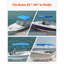 3 auvent pour bateau, 3 auvent en polyester 600D avec structure en alliage d'aluminium, auvent imperméable et à l'abri du soleil avec sac de rangement, 2 poteaux de support, 4 sangles, l 72 po (L 85 po à 90 po) x H 46 po, bleu pacifique