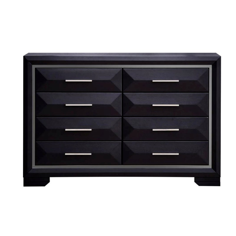 Commode 8 tiroirs, commode de rangement, noir