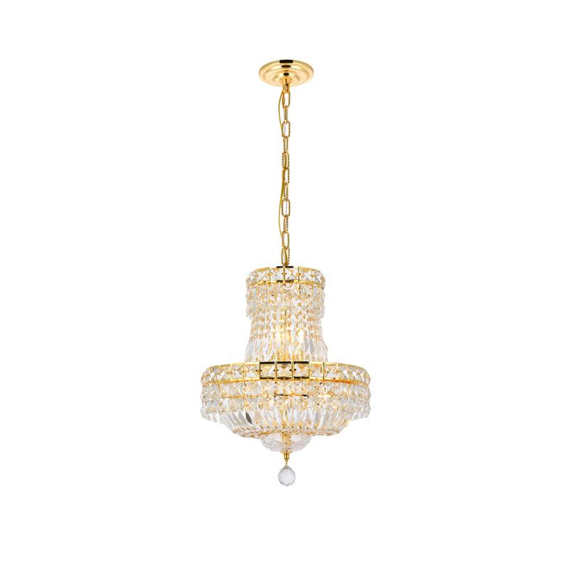 Lustre empire unique à 6 lumières avec détails en cristal Stinnett, Doré, Coupe royale, 14"