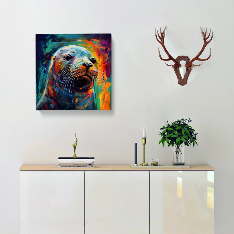 Seal Expressionism No.1 - Wrapped Canvas - Framed Print, 50cm H x 50cm W x 3cm D