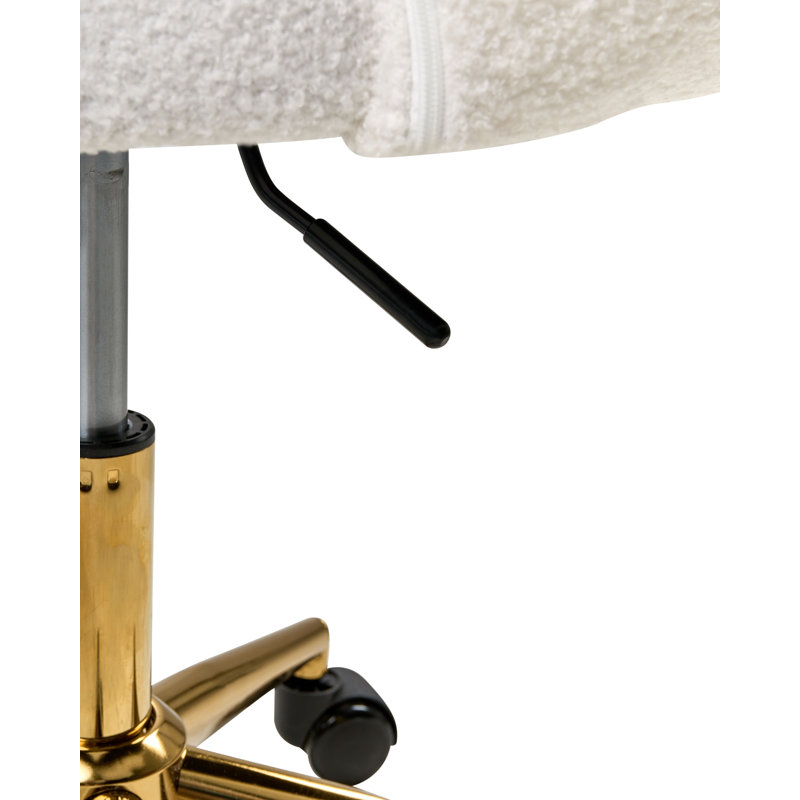 Office Chair, White, Gold, Boucle