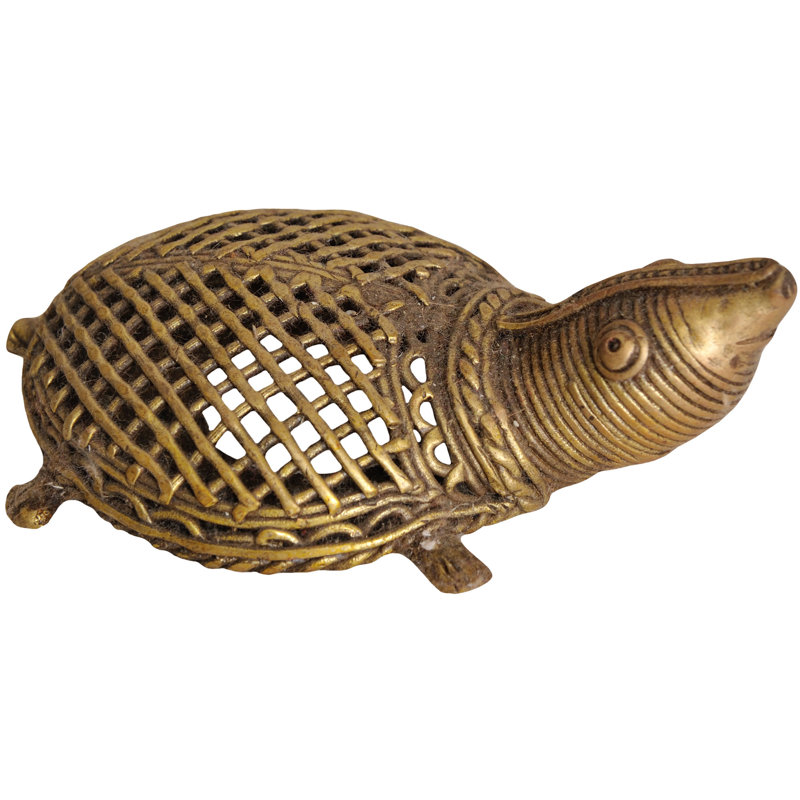 Sculpture de tortue en laiton 4 "faite à la main Dhokra - Art traditionnel tribal de cire perdue - Vastu Feng Shui Home Decor - fabriqué en Inde