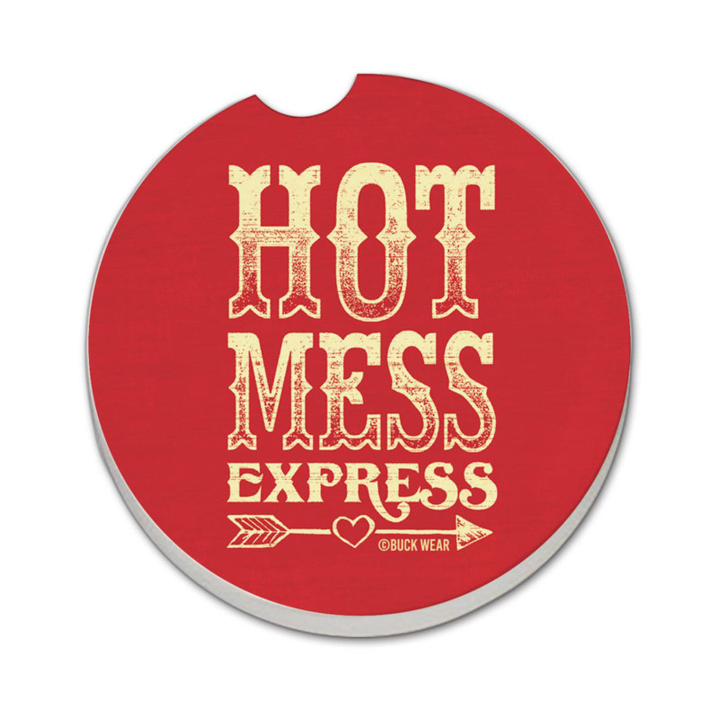Hot Mess Express Single Round Absorbent Stone Car Coaster