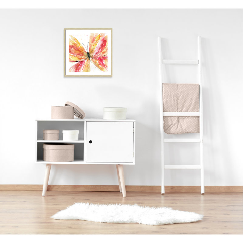 «Butterfly Flying II», art encadré, H 26,5 po x l 26,5 po x P 1,18 po, Cadre champagne