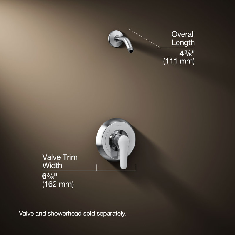 Garniture de valve de douche Kohite August Rite-Temp avec poignée levier, sans pomme de douche Kohler, Chrome poli