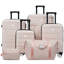 Ensembles de bagages Hardshell 6 pièces avec 2 sacs, valise de transport avec poignée et roues pivotantes doubles verrouillables, bagages légers de 16 po + 20 po + 24 po + 28 po