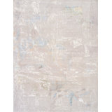 Hand Knotted Wool Abstract Area Rug in Silver