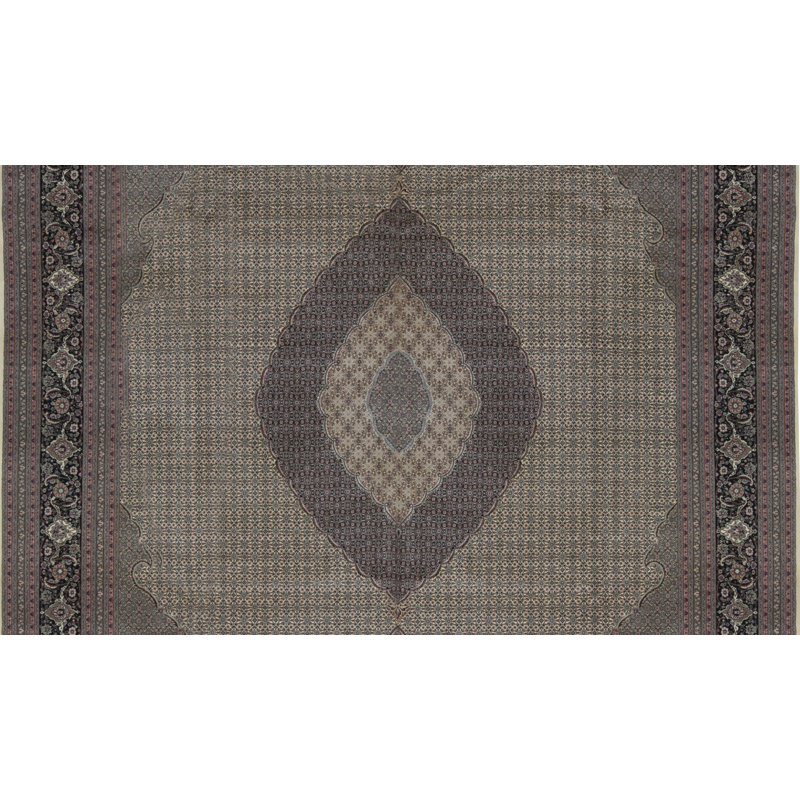 Hand-Knotted High-Quality Green and Brown Area Rug
