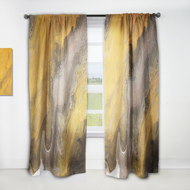 Rivière grise dans un paysage de marbre jaune - Rideau moderne - Velours obscurcissant - 1 panneau