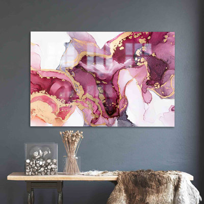 Art mural moderne en marbre fabriqué à partir de verre trempé avec de l'encre alcoolisée pour une touche unique dans la décoration intérieure