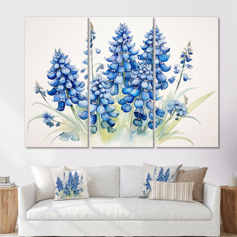 «Blue Bonnets Minimalisme Dream» - ensemble d'art sur toile Blue Bonnets, Toile tendue, H 32 po x l 48 po x P 1 po